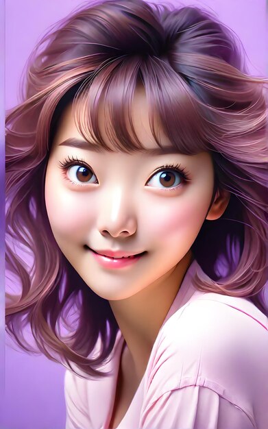 Cute cartoon 3D Character on purple