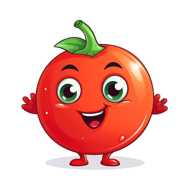 Cute cartoon 3d character tomato with eyes on white background