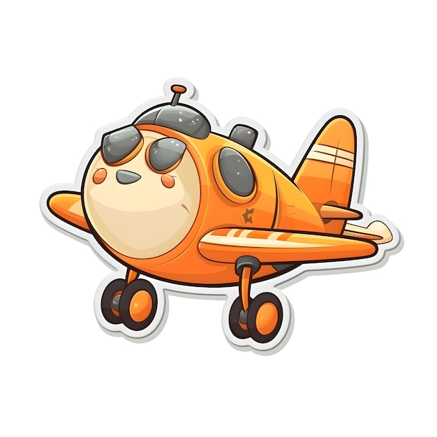 Photo cute cartoon airplane vector illustration isolated on a white background