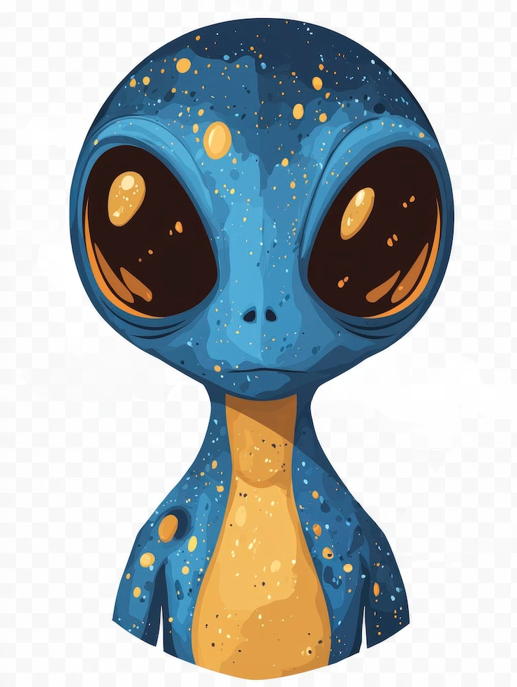 Photo cute cartoon alien with big eyes