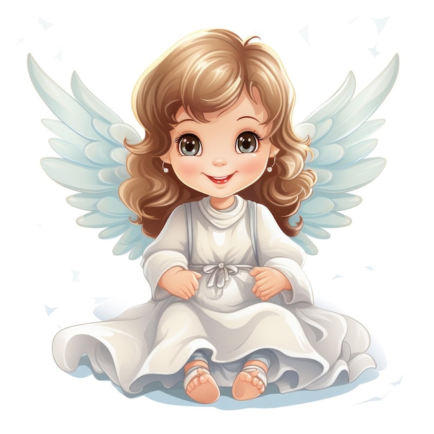 Cute Cartoon Angel A Delightful Vector Image for Your Designs