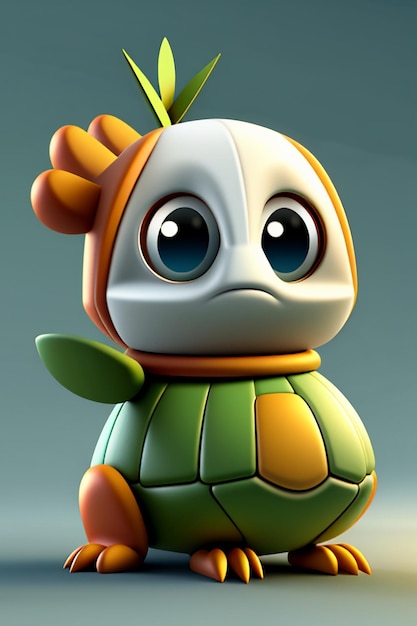 Cute cartoon animal turtle 3d model rendering character anime style illustration