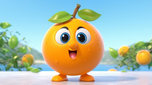 A cute cartoon apricot fruits character Ai Generative