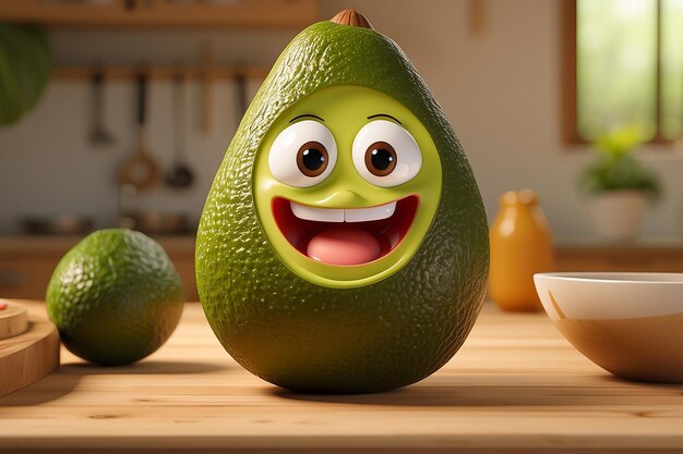 cute cartoon avocado in the kitchen