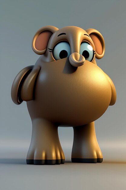 Cute Cartoon Baby Elephant Anthropomorphic 3D Rendering Character Model Hand Figure Product Kawaii