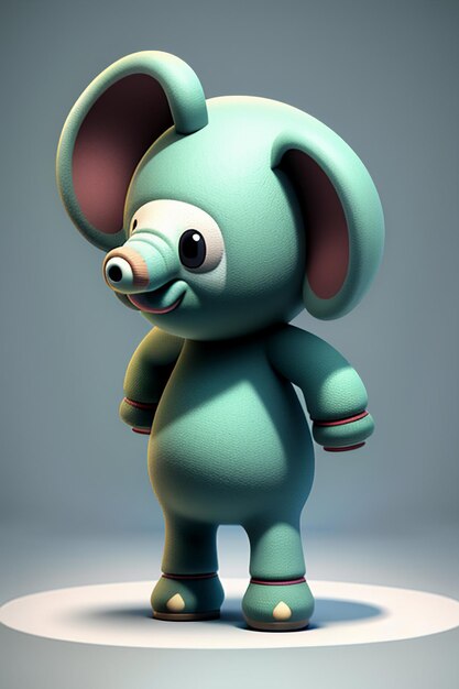 Cute cartoon baby elephant anthropomorphic 3d rendering character model hand figure product kawaii