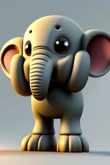 Cute cartoon baby elephant anthropomorphic 3d rendering character model hand figure product kawaii