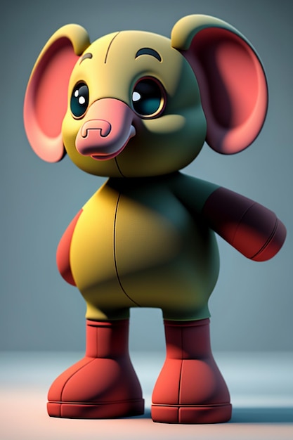 Cute cartoon baby elephant anthropomorphic 3d rendering character model hand figure product kawaii