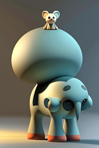 Foto simpatico cartone animato baby elefante antropomorfo rendering 3d personaggio modello figura a mano prodotto kawaii