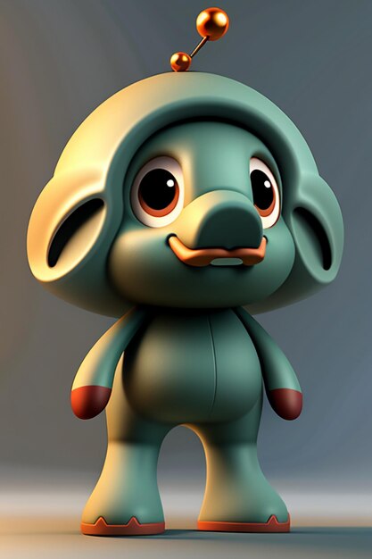 Cute Cartoon Baby Elephant Anthropomorphic 3D Rendering Character Model Hand Figure Product Kawaii