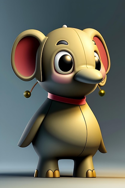 Cute Cartoon Baby Elephant Anthropomorphic 3D Rendering Character Model Hand Figure Product Kawaii