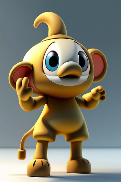 Cute Cartoon Baby Elephant Anthropomorphic 3D Rendering Character Model Hand Figure Product Kawaii