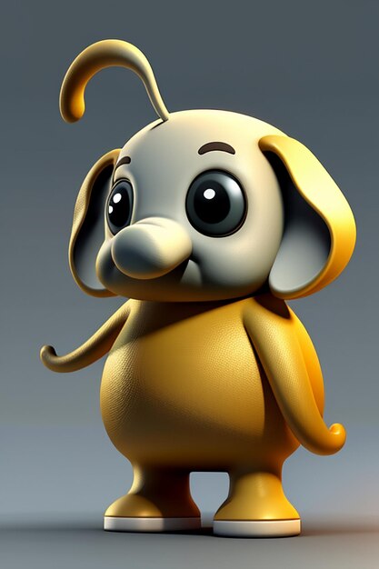 Cute Cartoon Baby Elephant Anthropomorphic 3D Rendering Character Model Hand Figure Product Kawaii