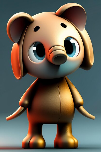 Cute Cartoon Baby Elephant Anthropomorphic 3D Rendering Character Model Hand Figure Product Kawaii