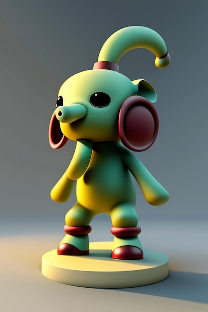 Cute Cartoon Baby Elephant Anthropomorphic 3D Rendering Character Model Hand Figure Product Kawaii