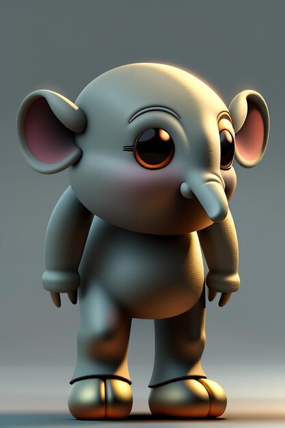 Cute cartoon baby elephant anthropomorphic 3d rendering character model hand figure product kawaii