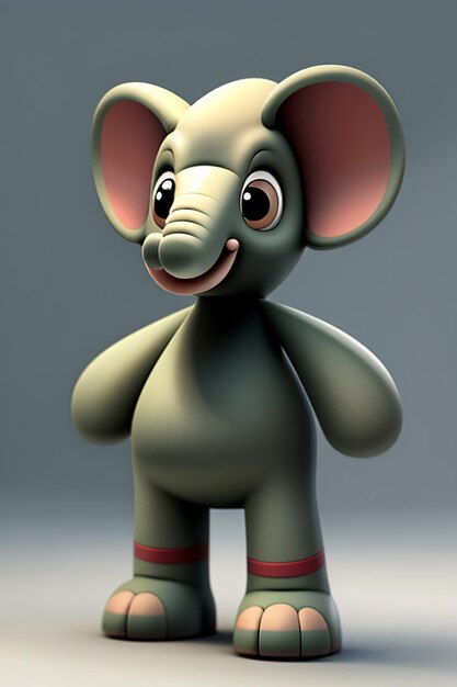 Cute Cartoon Baby Elephant Anthropomorphic 3D Rendering Character Model Hand Figure Product Kawaii