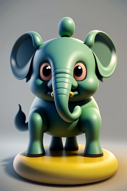 Cute cartoon baby elephant anthropomorphic 3d rendering character model hand figure product kawaii