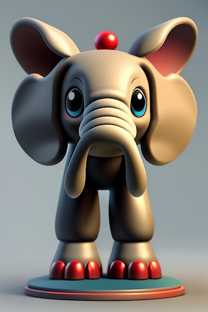 Foto simpatico cartone animato baby elefante antropomorfo rendering 3d personaggio modello figura a mano prodotto kawaii