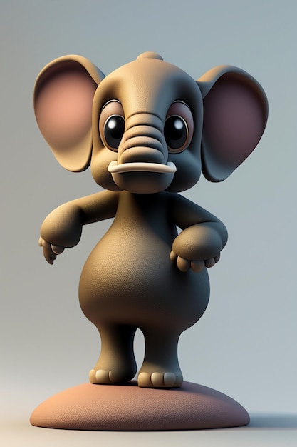 Cute Cartoon Baby Elephant Anthropomorphic 3D Rendering Character Model Hand Figure Product Kawaii