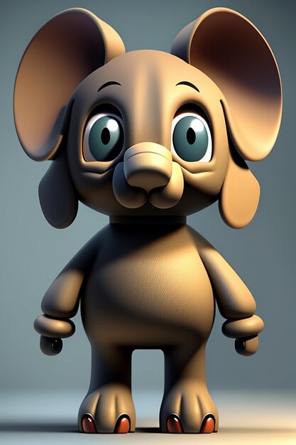 귀여운 만화 아기 코끼리 인형 3D 렌더링 캐릭터 모델 손 그림 제품 카와이