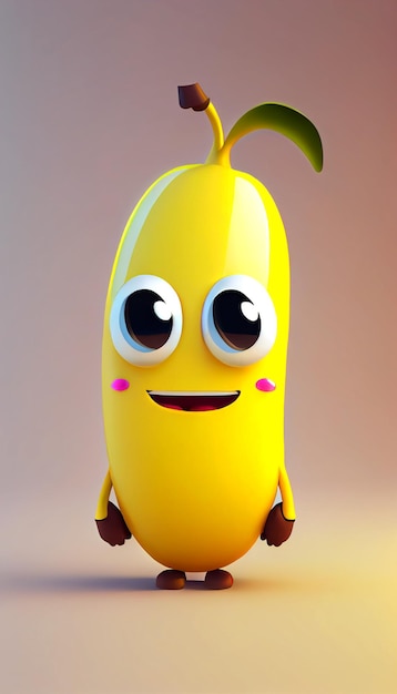 Симпатичный мультяшный банановый персонаж, созданный с помощью генеративного ИИ