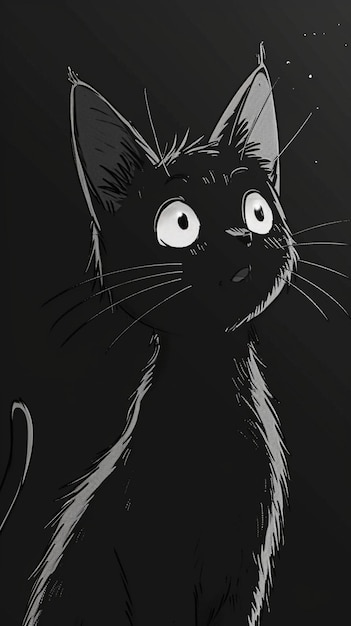 cute cartoon black kitty