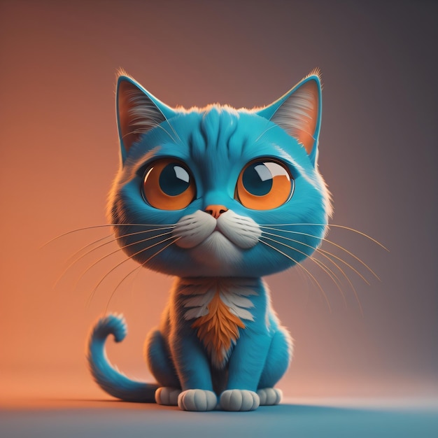 Cute cartoon blue cat