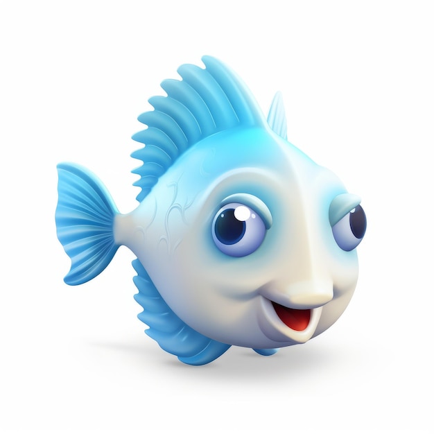 Cute Cartoon Blue Fish Resource Icon For Casual Game