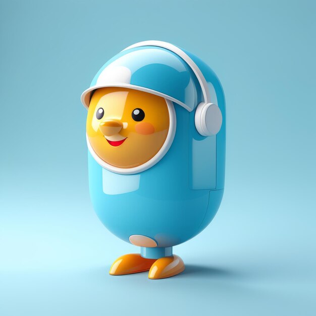 Photo cute cartoon blue headphones 3d rendering cute cartoon blue headphones 3d rendering cartoon c