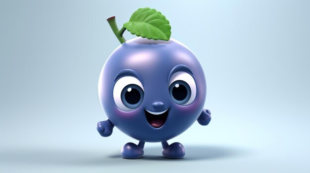 A cute cartoon blueberry fruits character Ai Generative