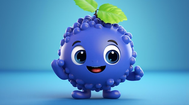 Photo cute cartoon blueberry muffin character