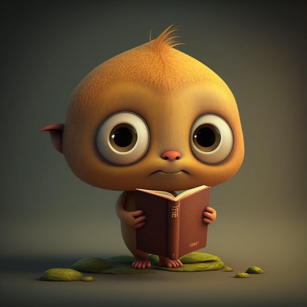 A cute cartoon book char Ai generative