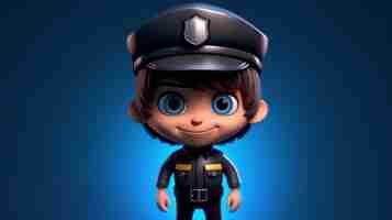 Photo cute cartoon boy in a police officer costume generative ai