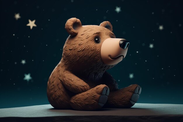 Cute cartoon brown bear Generate Ai