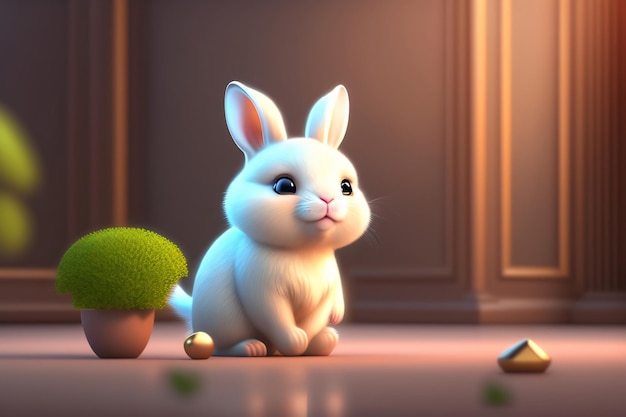 Cute cartoon bunny 3d realistic