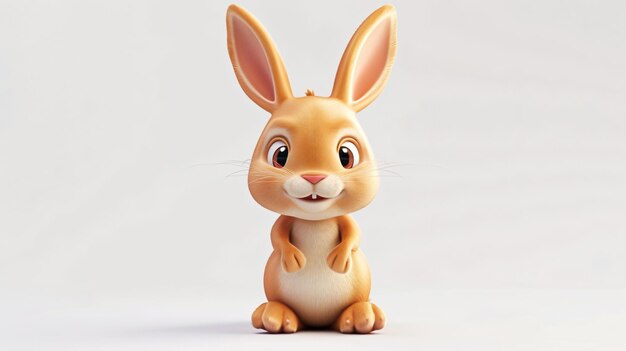 Cute cartoon bunny rabbit isolated on white background 3D rendering