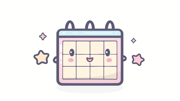 Photo a cute cartoon calendar with a pink frame and a happy face