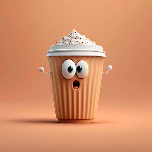 Cute Cartoon Cappuccino Character