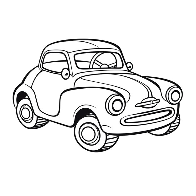 Photo a cute cartoon car for kids coloring with simplify line