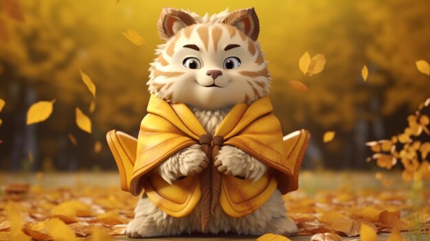 Cute cartoon cat character hd 8k wallpaper stock photographic image