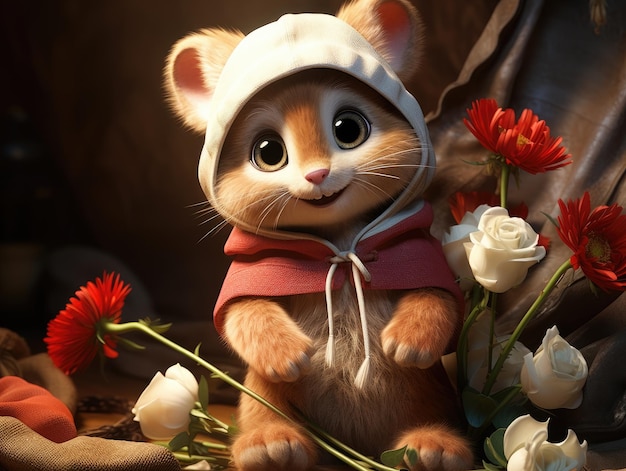 Cute cartoon cat HD 8K wallpaper Stock Photographic Image