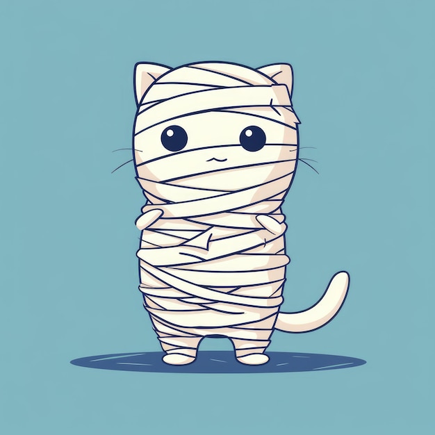Фото cute cartoon cat mummy drawing style