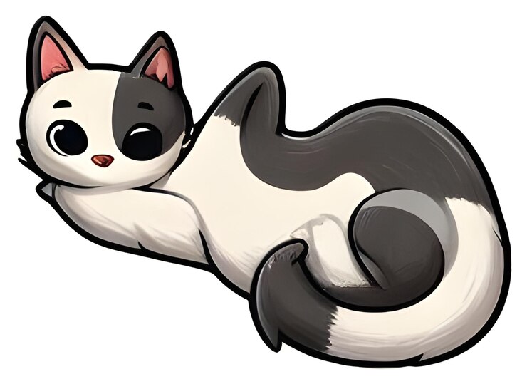 Photo cute cartoon cat relaxing and curled up