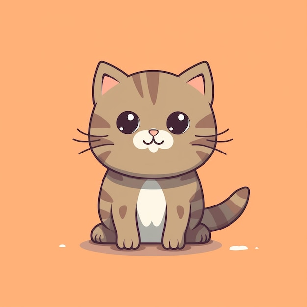 Cute cartoon cat Vector illustration in flat design style Isolated on yellow background generated ai