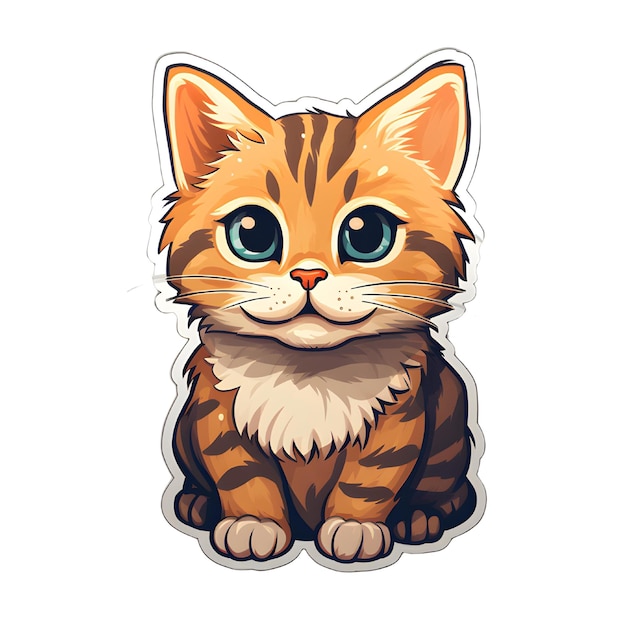 Cute cartoon cat Vector illustration isolated on a white background