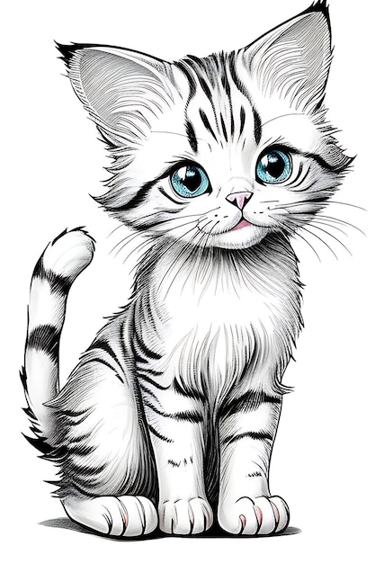 cute cartoon cat with white background