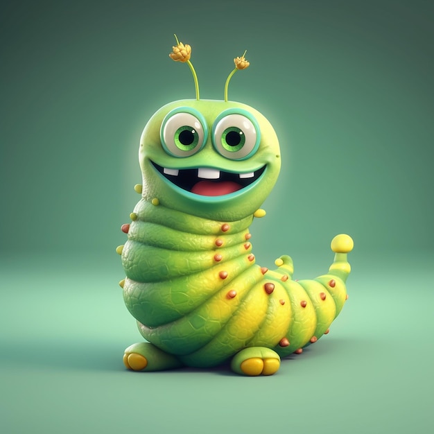 Cute Cartoon Caterpillar Character 3D