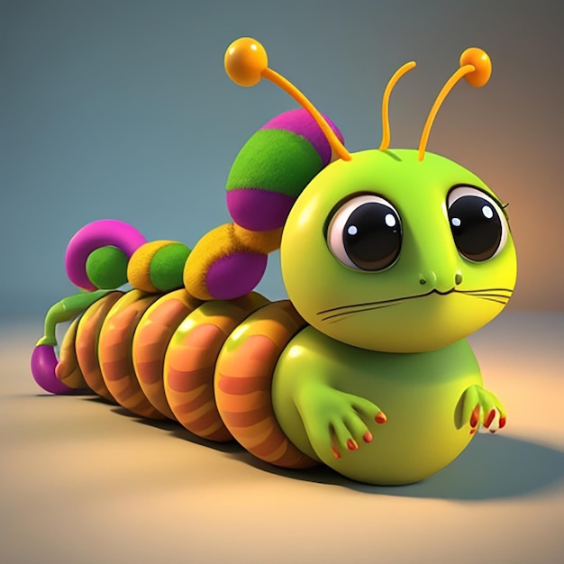 Cute cartoon caterpillar character generated by AI