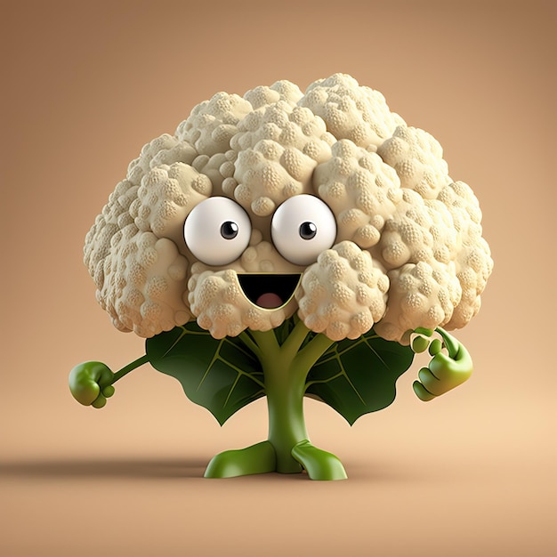 Cute Cartoon Cauliflower Character